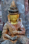 Elaborate figures carved in stucco decorate the ancient stupas, Kakku Buddhist Ruins. Shan State in Myanmar (Burma).
